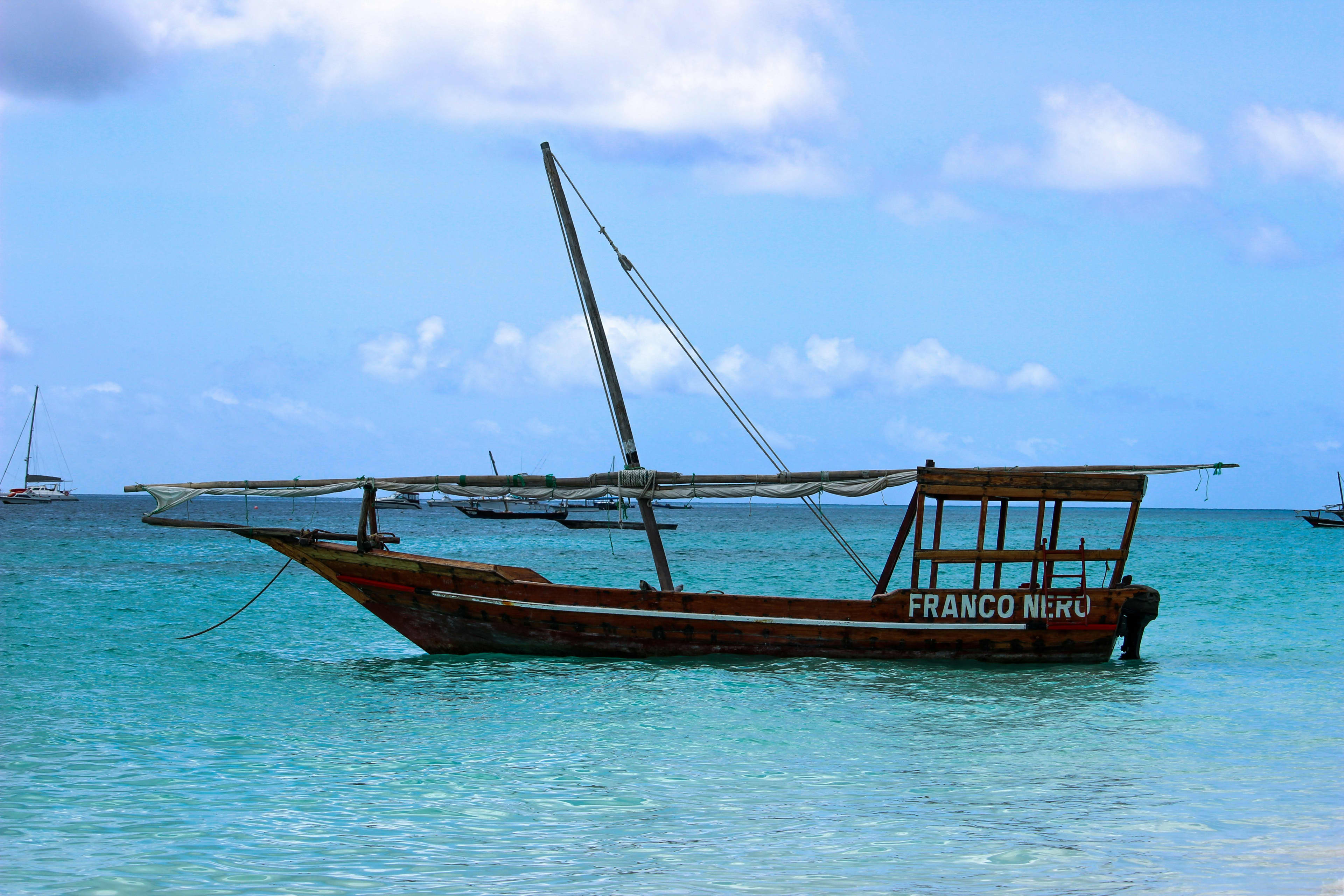 Zanzibar beach aerial view turquoise water