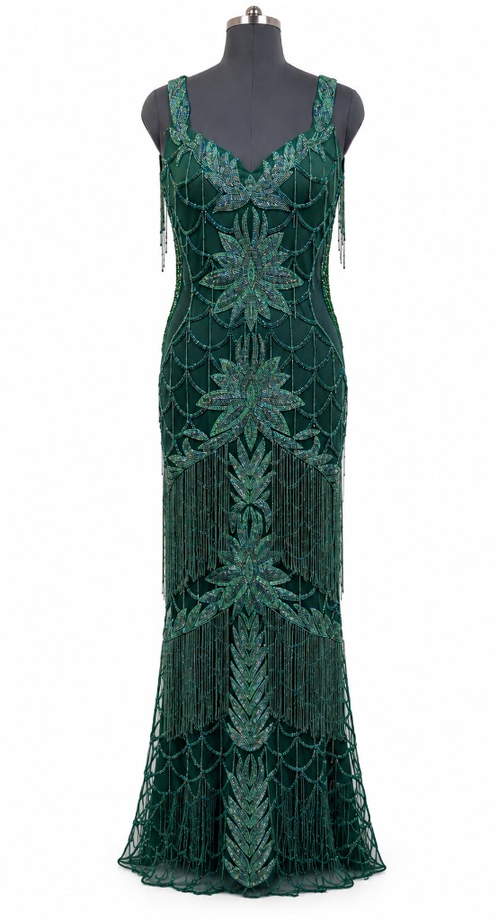 Emerald Beaded Evening Gown