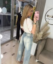 Distressed Balloon Jeans “Sky Blue”
