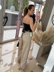 Saten Wide Leg Hlače “Cream Elegance”