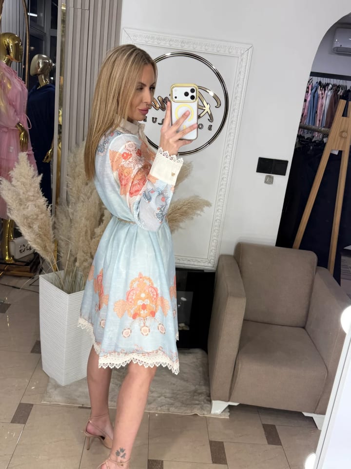 Romantic Lace Dress “Sky Bloom”