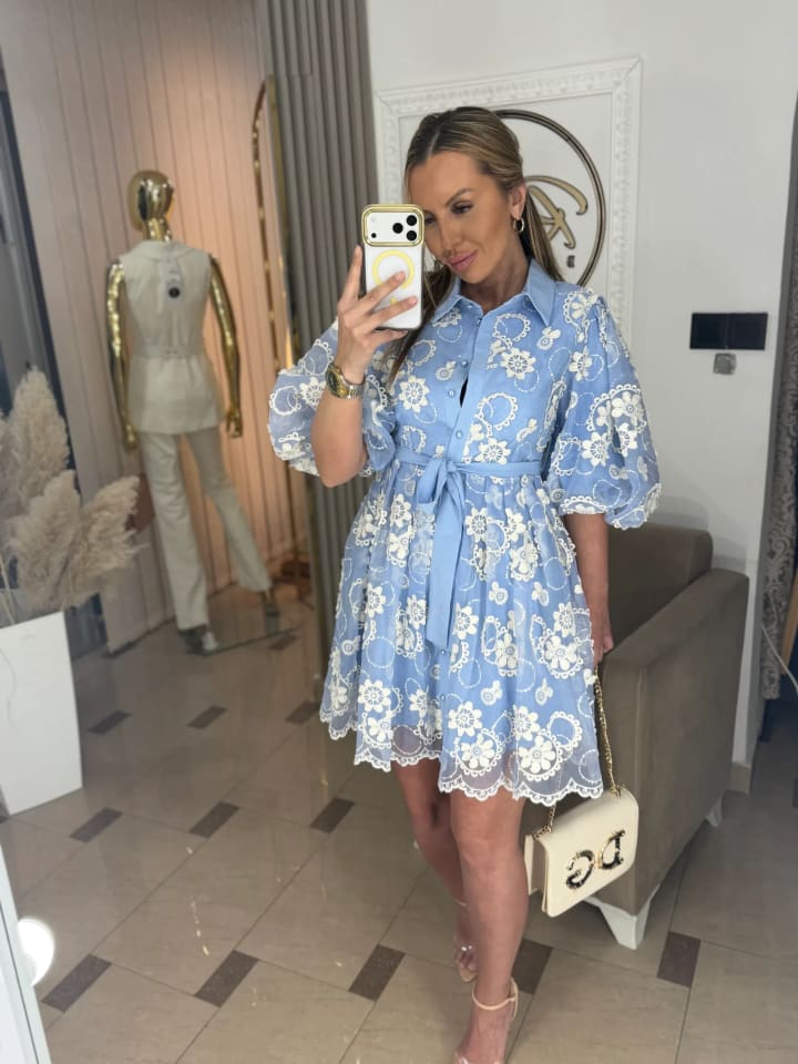 Lace Mini Dress “Blue Romance”
