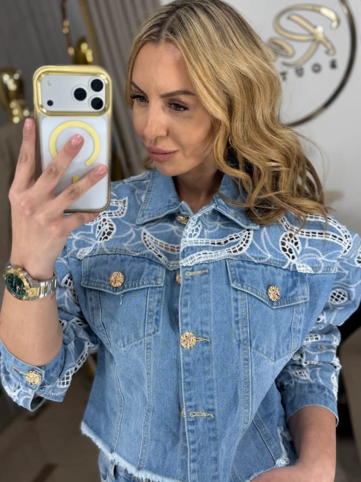 Denim Lace Jacket “Blue Chic”