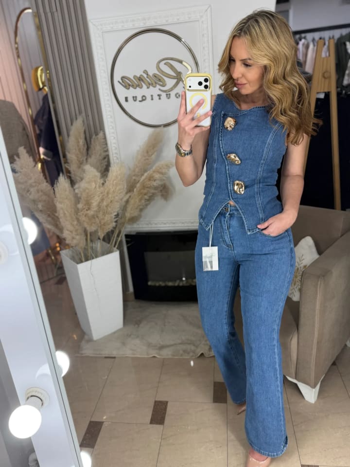 Denim Gold Button Set “Classic Blue”