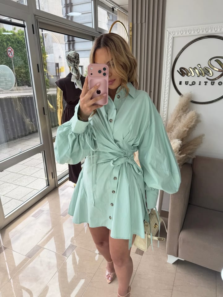 Wrap Mini Haljina “Mint & Yellow Breeze”