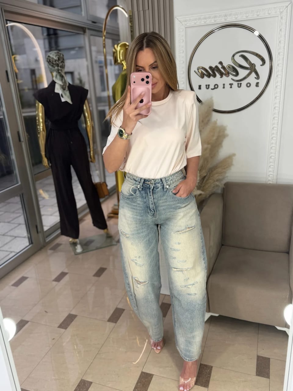 Distressed Balloon Jeans “Sky Blue”