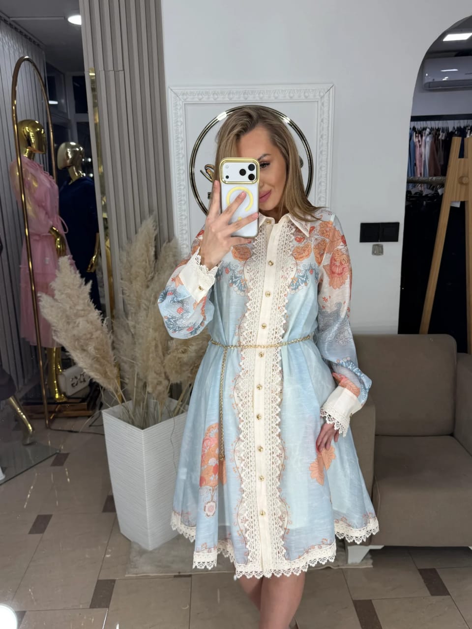 Romantic Lace Dress “Sky Bloom”