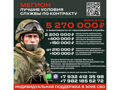 Высокие выплаты для военнослужащих в Мегиона
