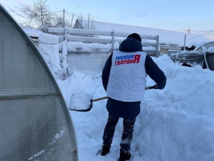 Молодогвардейцы Югорска расчистили двор пенсионерки от снега