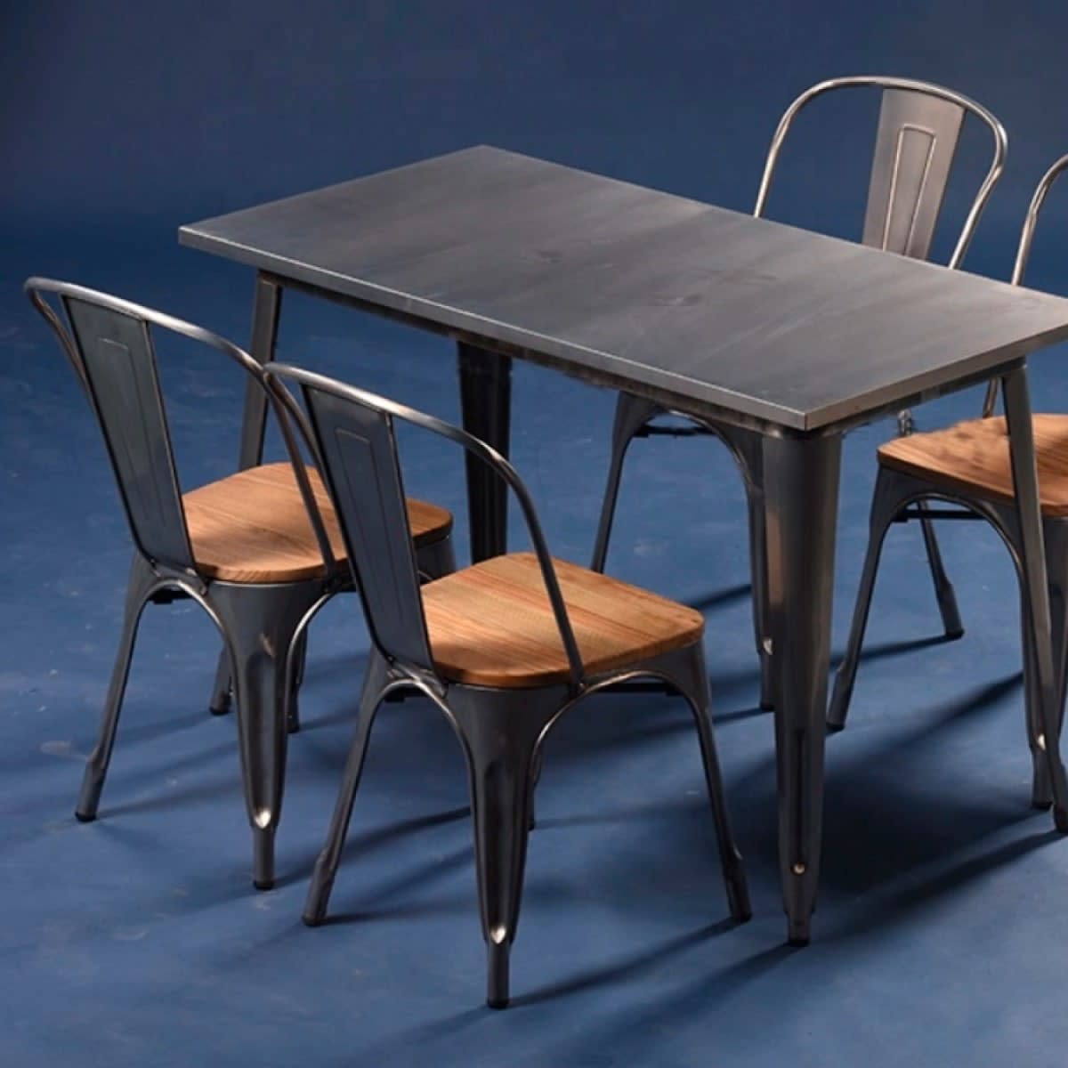 Silla Tolix Asiento de Madera Clara - Negra