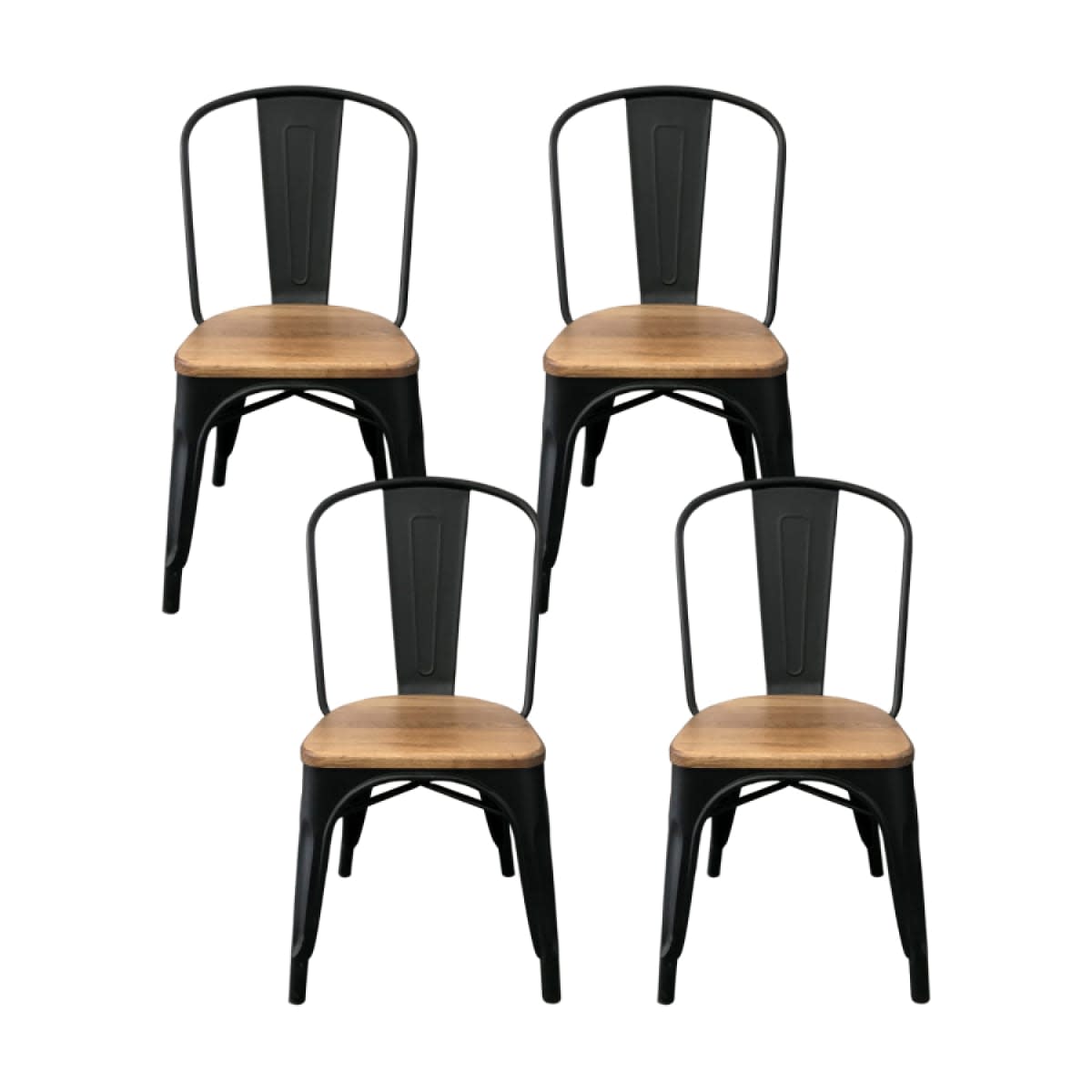 Silla Tolix Asiento de Madera Clara - Negra