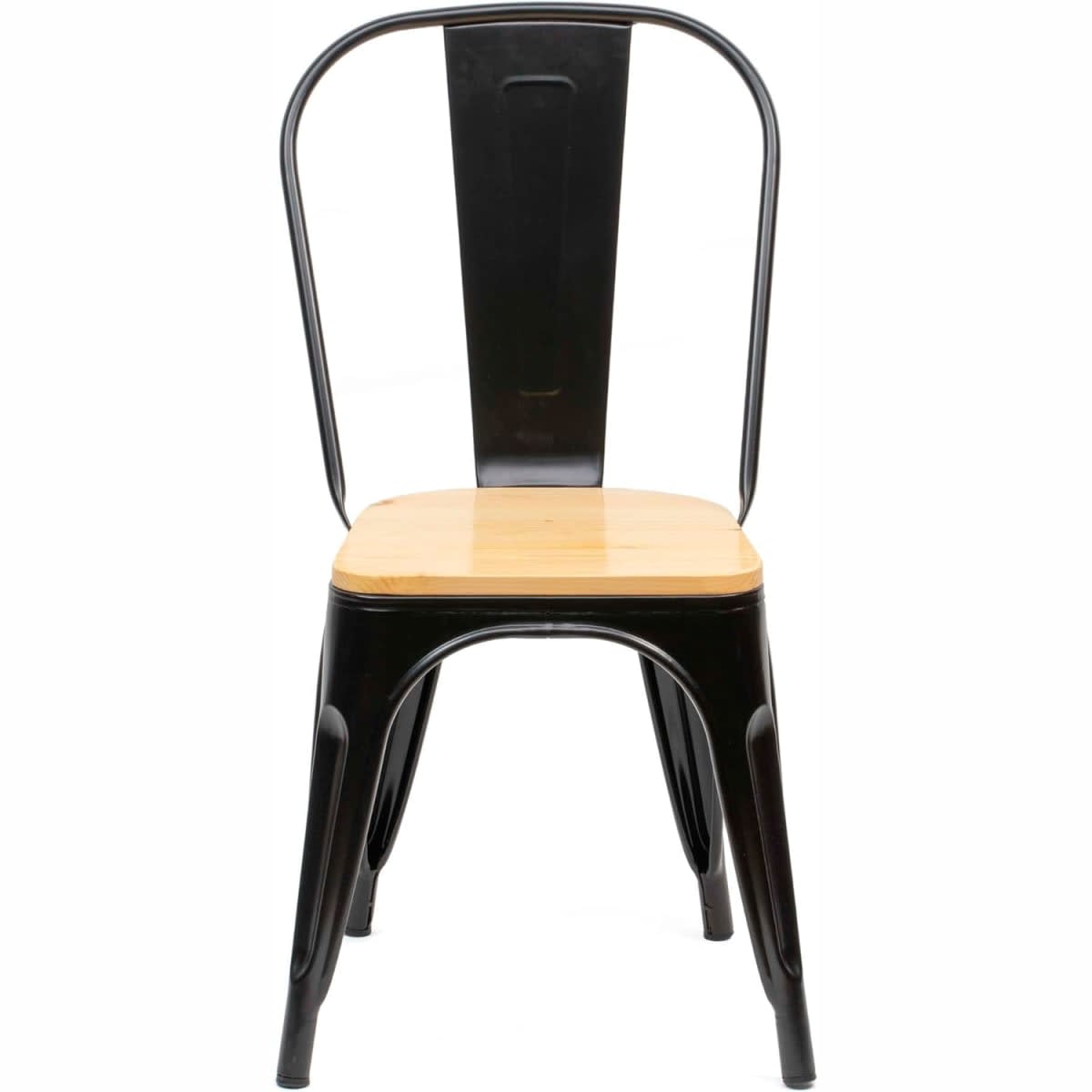 Silla Tolix Asiento de Madera Clara - Negra
