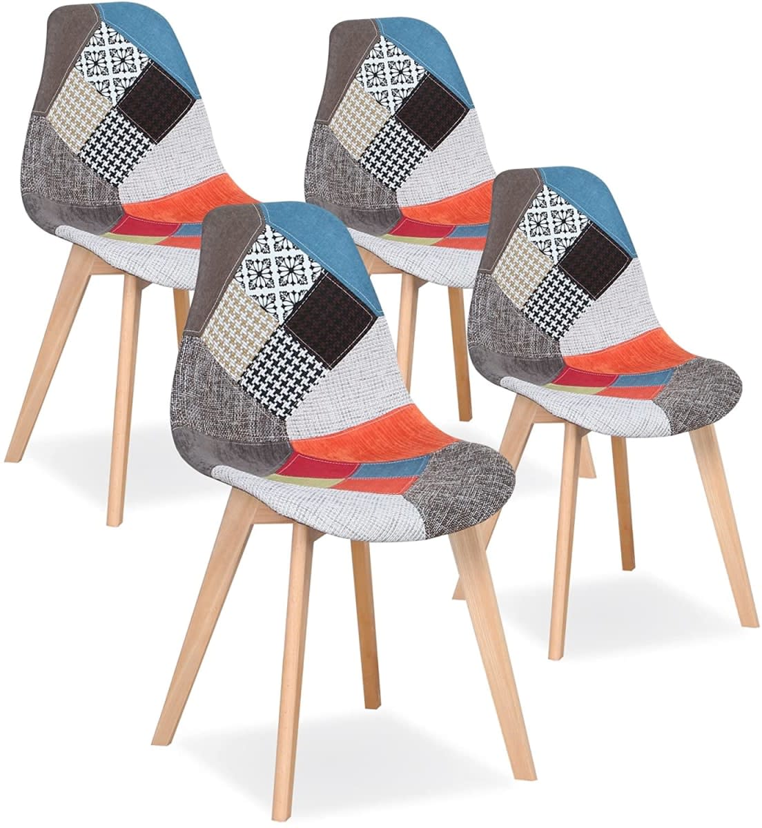 Silla Eames Patchwork Wood - Celeste