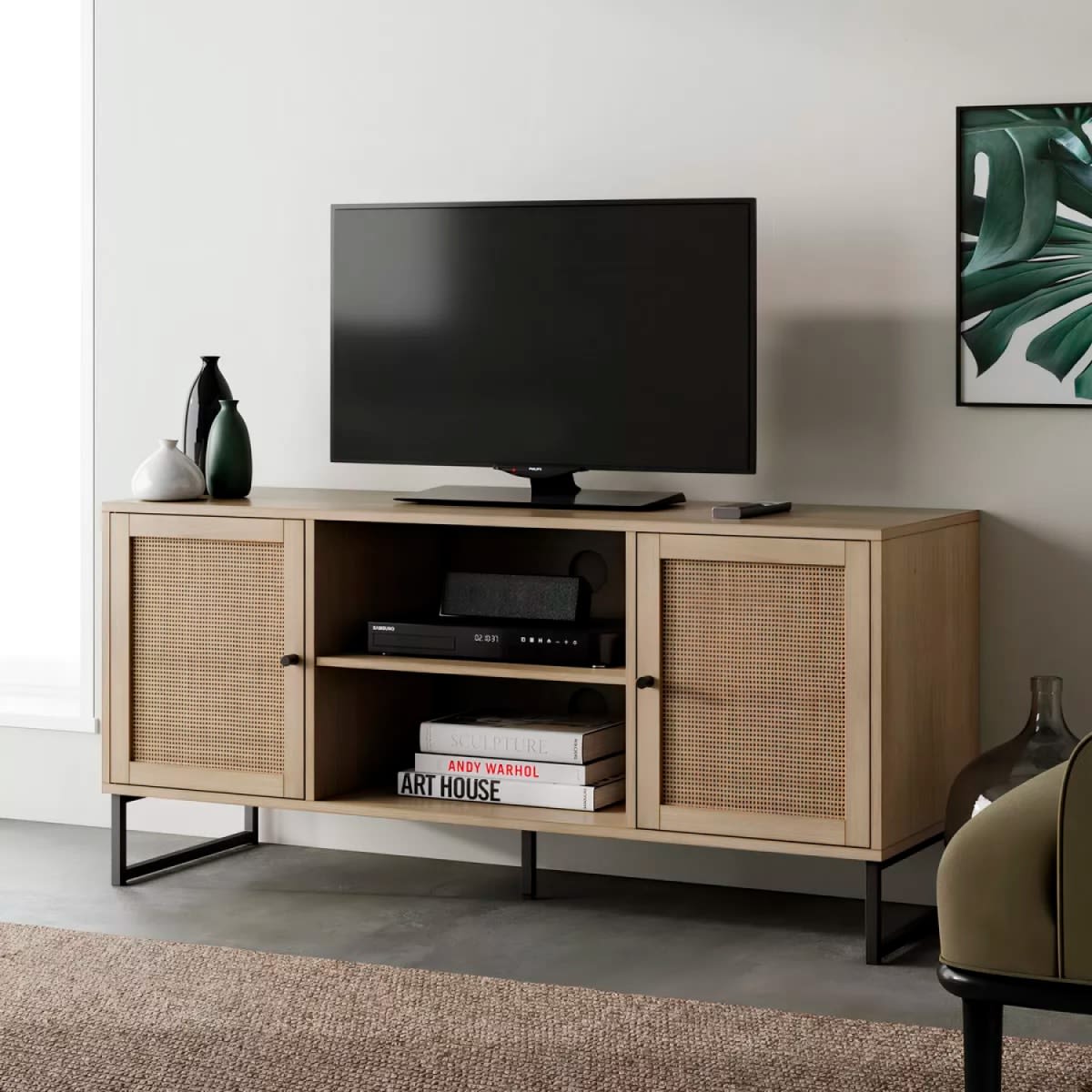 Rack de TV o Buffet Rattan Rustico Dos Puertas