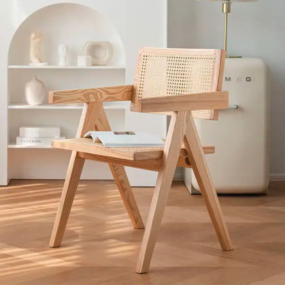 Silla Chandigarh Madera y Rattan - Natural