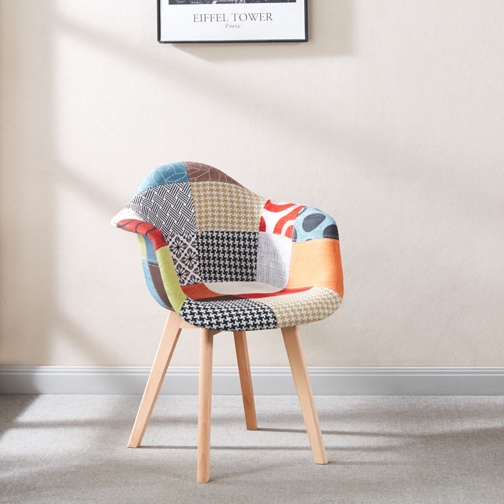 Butaca Eames Patchwork Wood - Celeste