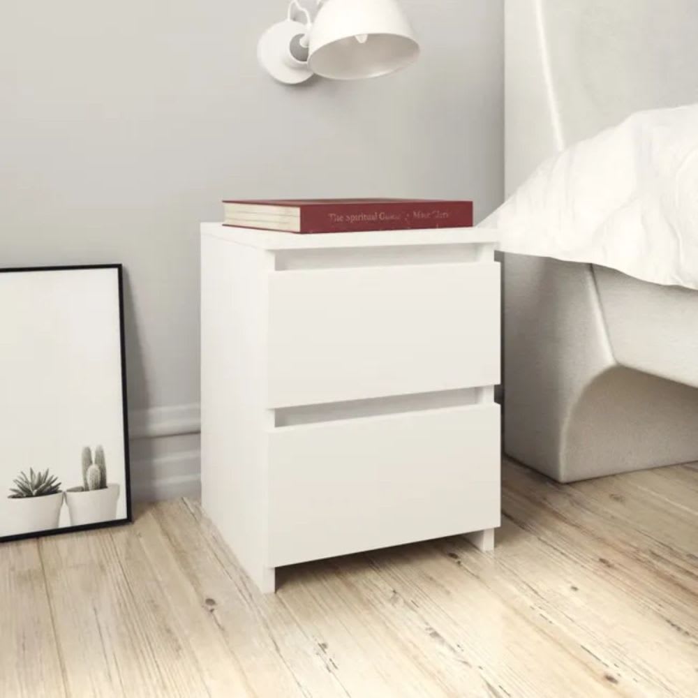 Velador Cajon Doble Minimal Blanco