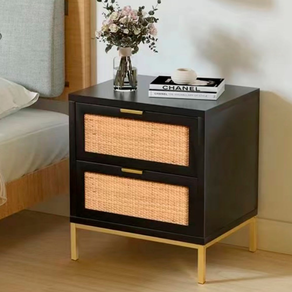 Velador Rattan Dark Dos Cajones