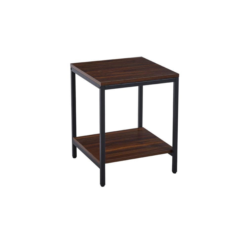 Mesa Auxiliar Lateral de 2 Niveles - Madera Oscura