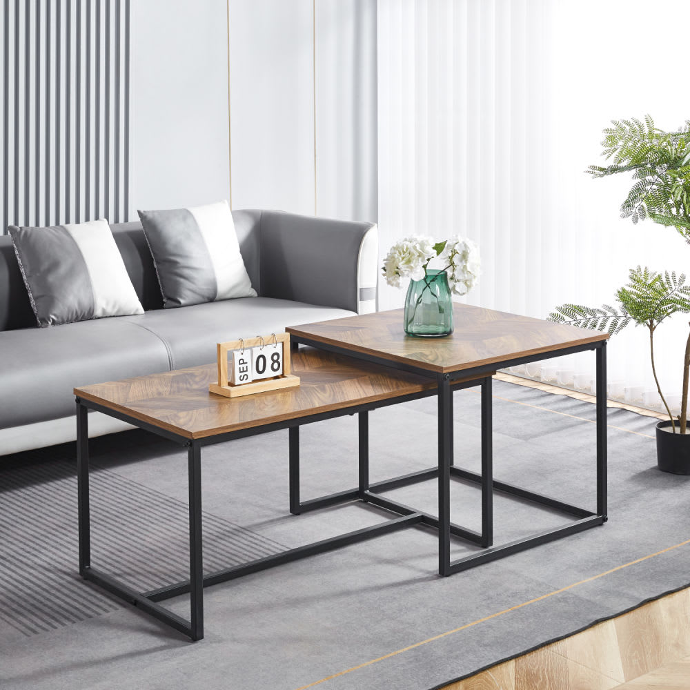 Mesa de centro doble rectangular - Madera clara