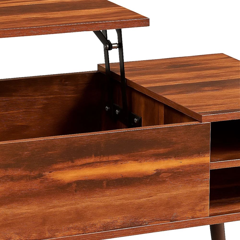 Mesa de Centro Rústica Greva Lift con Cajones y Repisa