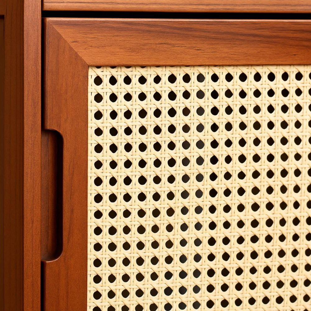 Vitrina EcoLuxe de Bambú y Ratán Sintético 4 Niveles