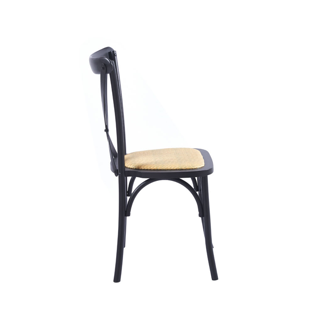 Silla Crossback Madera y Rattan - Negra