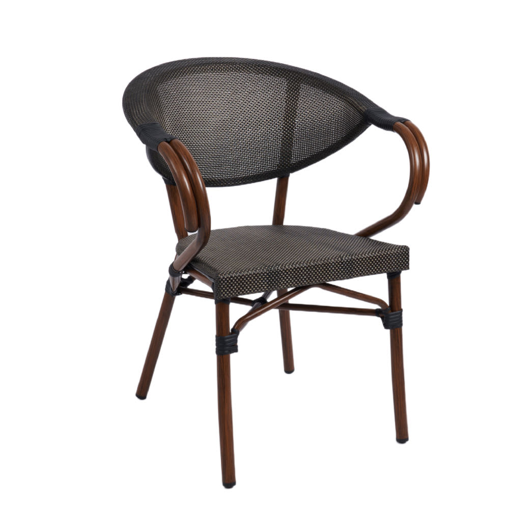 Silla Bistro Parisina  Textileno con reposabrazos - Café Oscuro