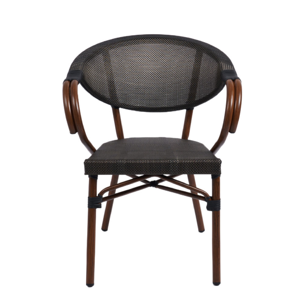 Silla Bistro Parisina  Textileno con reposabrazos - Café Oscuro