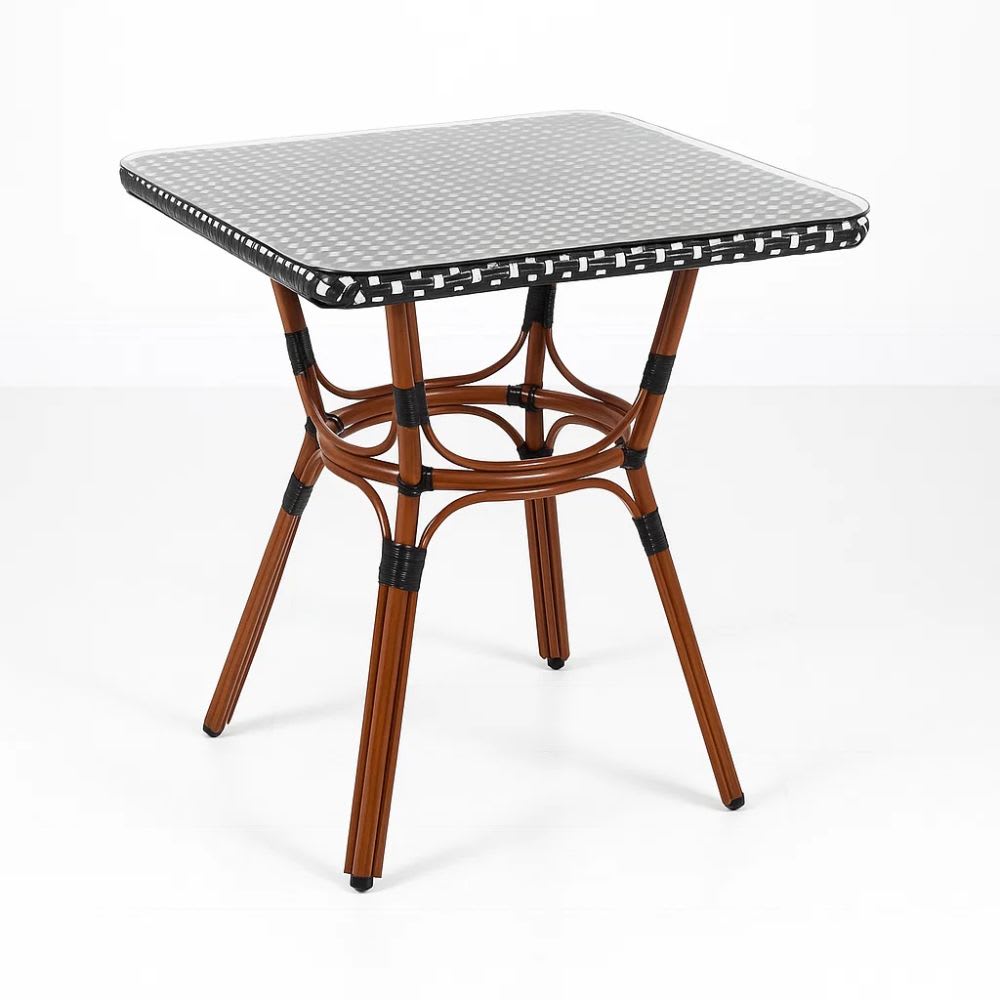 Mesa Bistro Parisino con Metál y Rattan Sintético