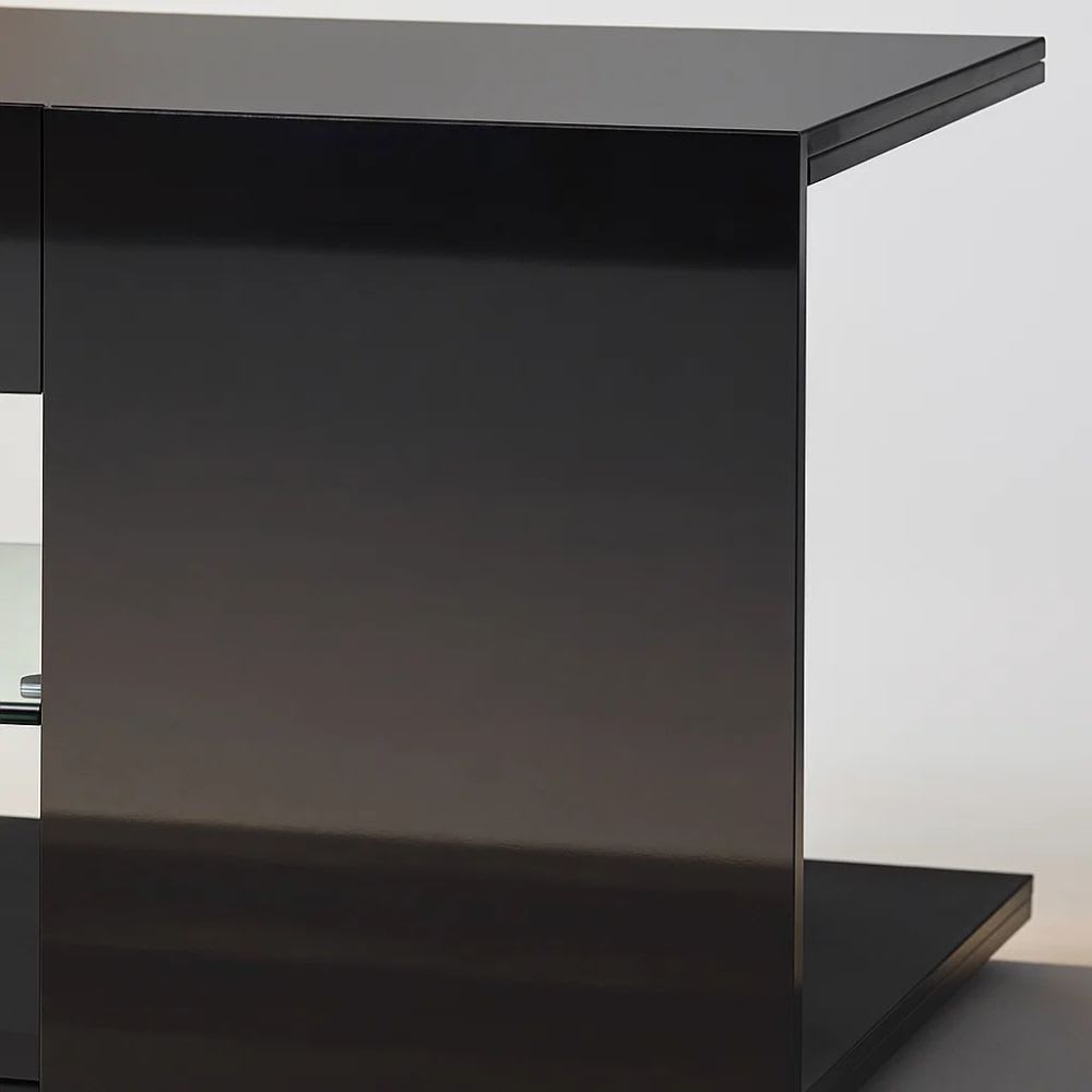 Mueble de TV Moderno Negro con Luces LED y Compartimentos