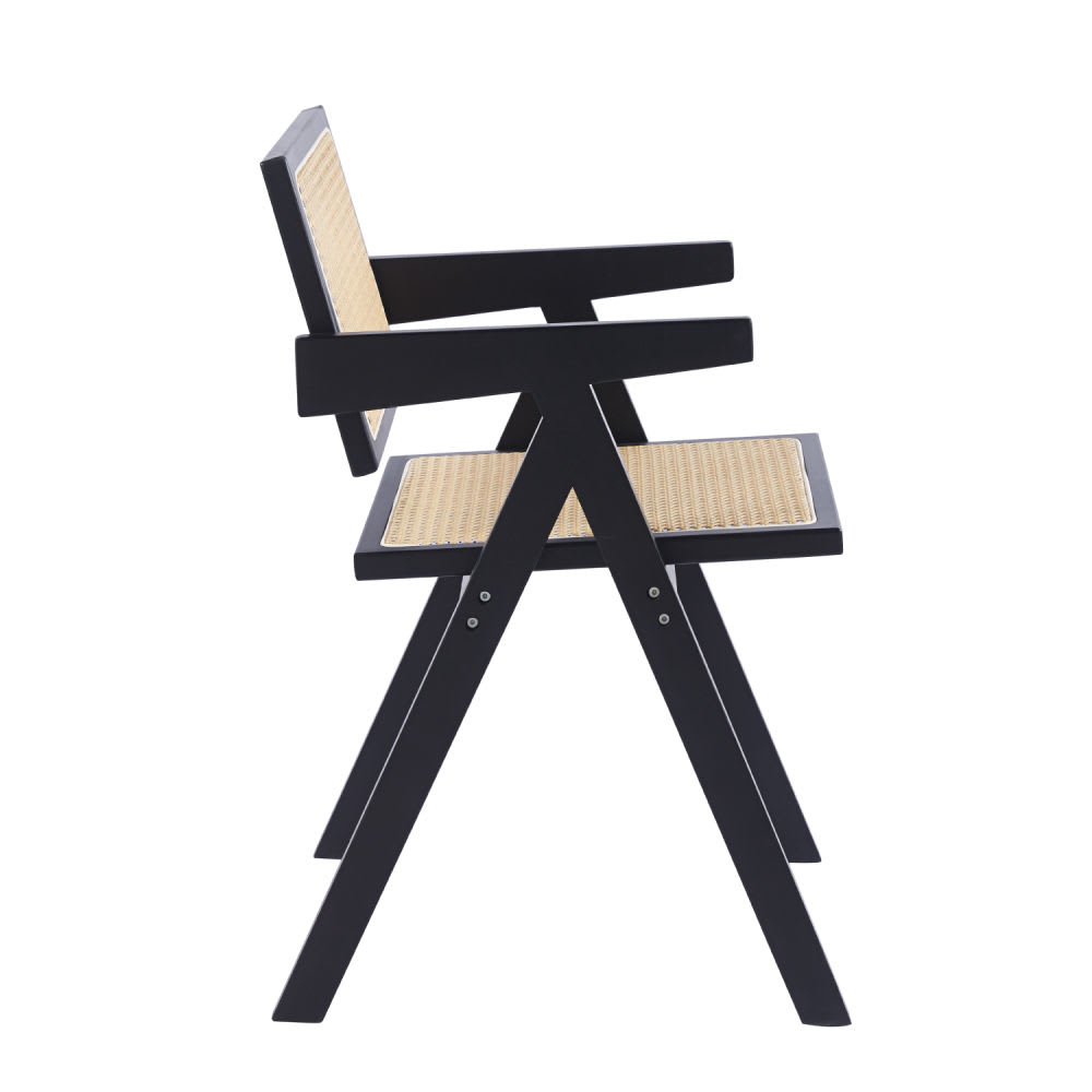 Silla Chandigarh Madera y Rattan - Negra