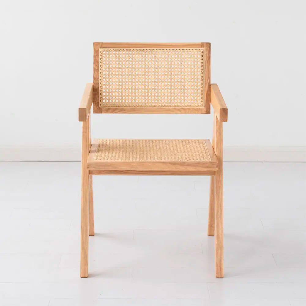 Silla Chandigarh Madera y Rattan - Negra