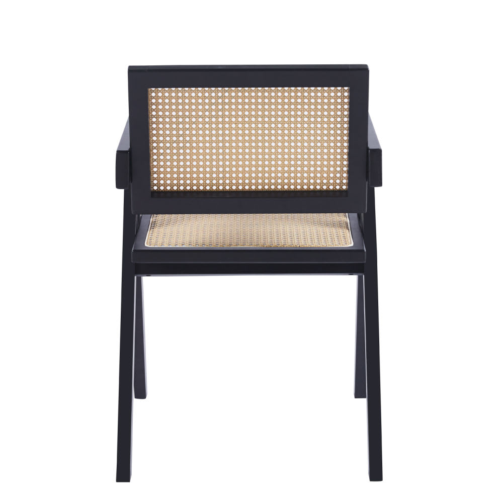 Silla Chandigarh Madera y Rattan - Negra