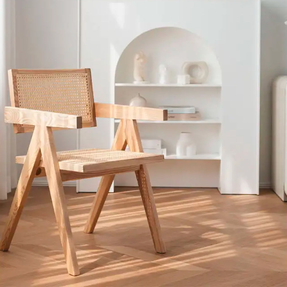 Silla Chandigarh Madera y Rattan - Negra