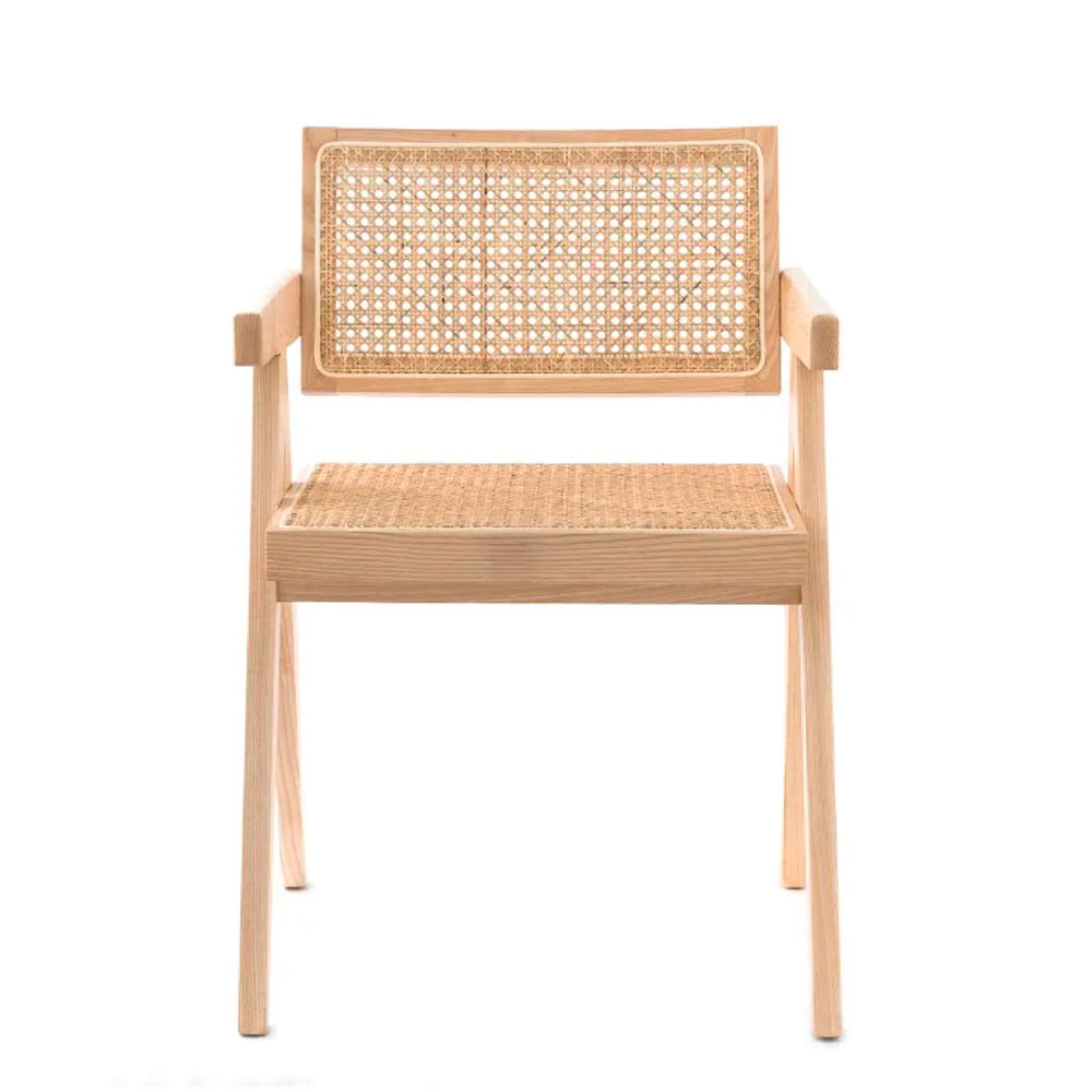 Silla Chandigarh Madera y Rattan - Negra