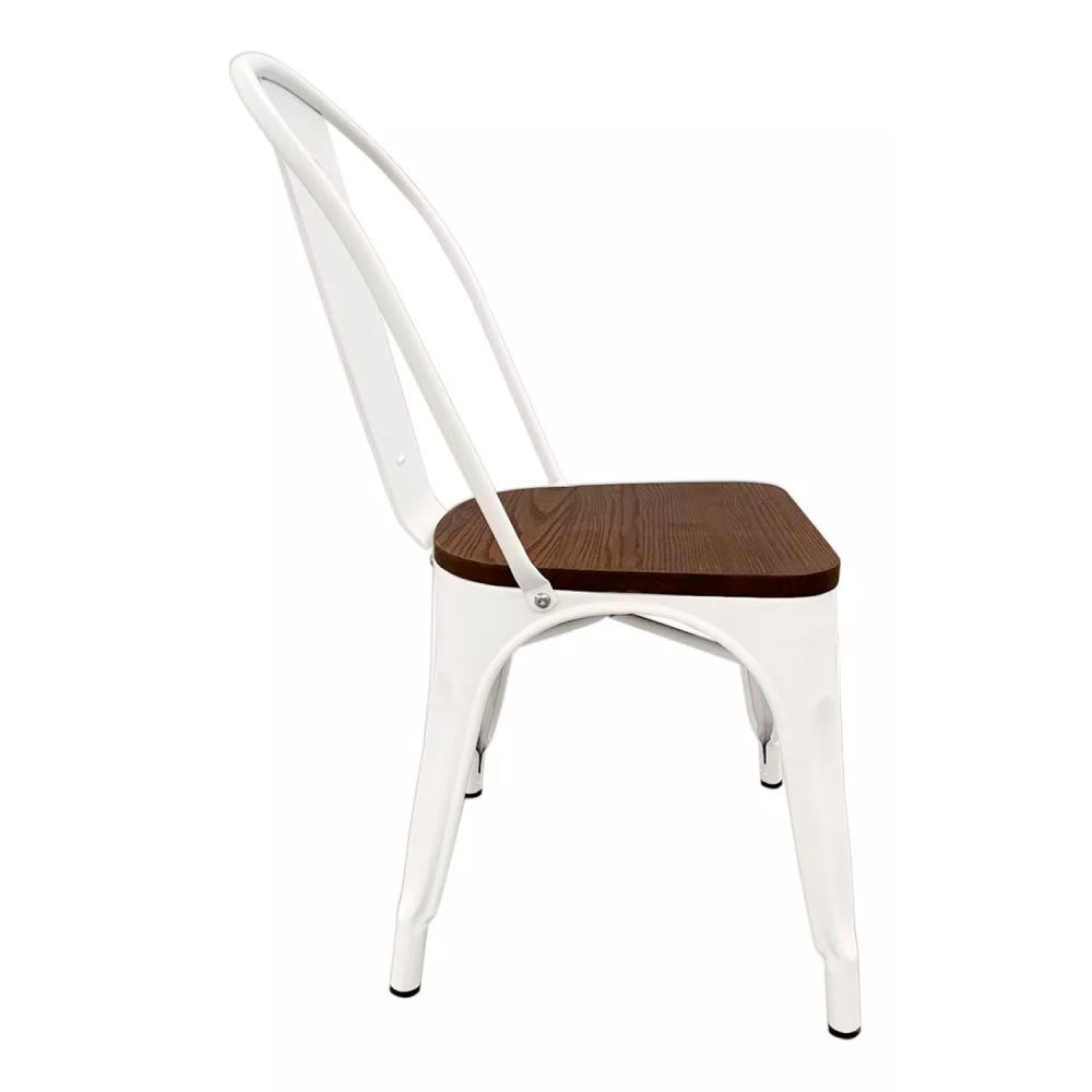 Silla Tolix Asiento de Madera Oscura - Negra