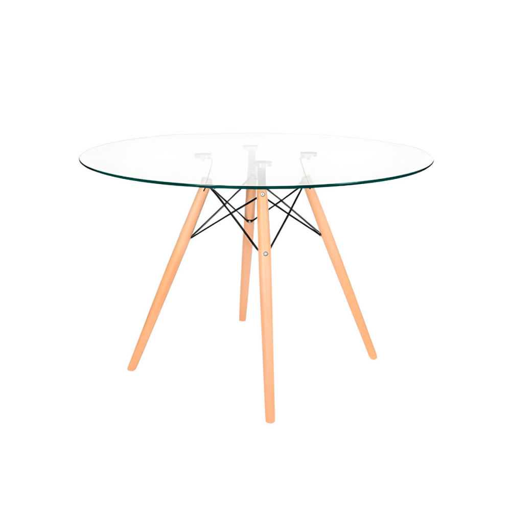 Mesa Eames 100cm redonda de vidrio