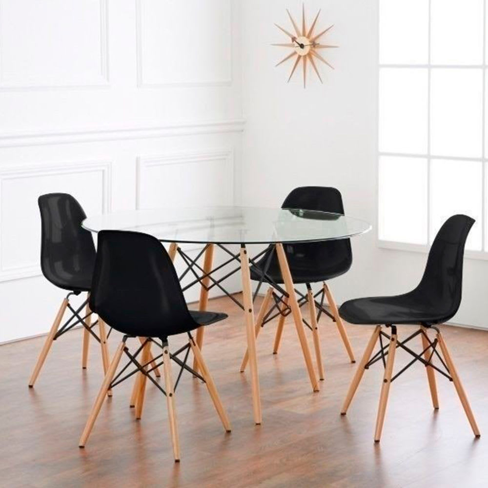 Mesa Eames 100cm redonda de vidrio