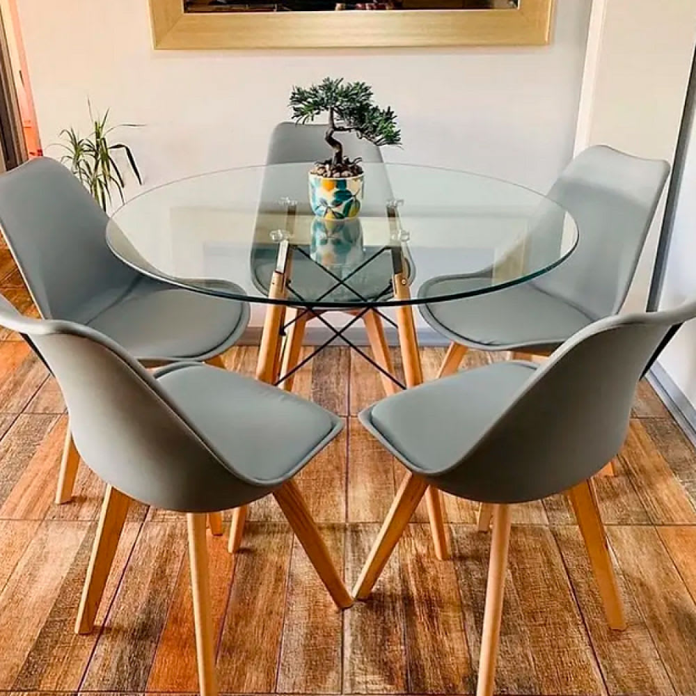 Mesa Eames 100cm redonda de vidrio