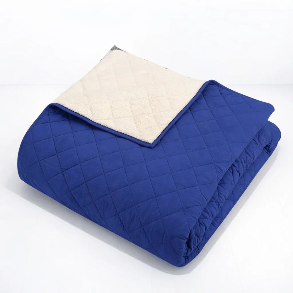 Quilt Velvet Termico Sherpa Azul 2Plazas