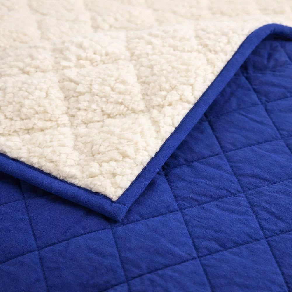 Quilt Velvet Termico Sherpa Azul 2Plazas