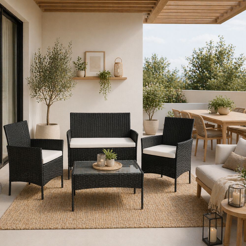 Juego Terraza Rattan 4 piezas.
