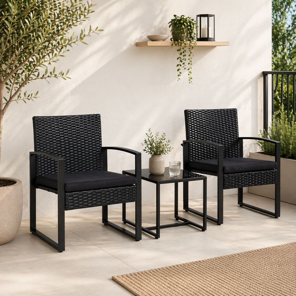Juego de Terraza de Rattan 3 Piezas Berlin