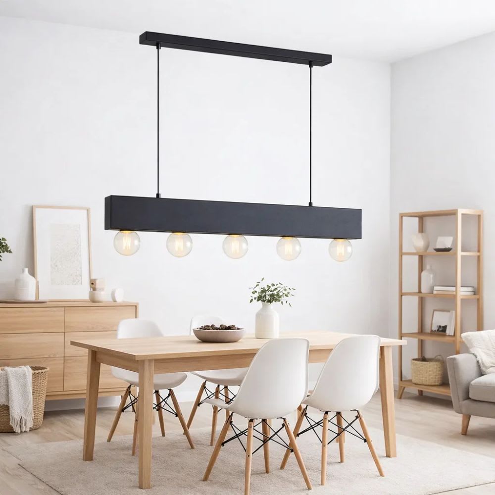 Lampara colgante Couture negro 5 luces