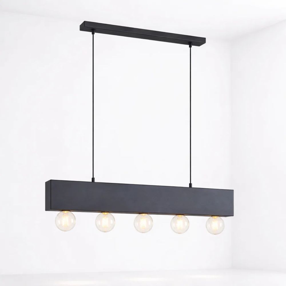 Lampara colgante Couture negro 5 luces