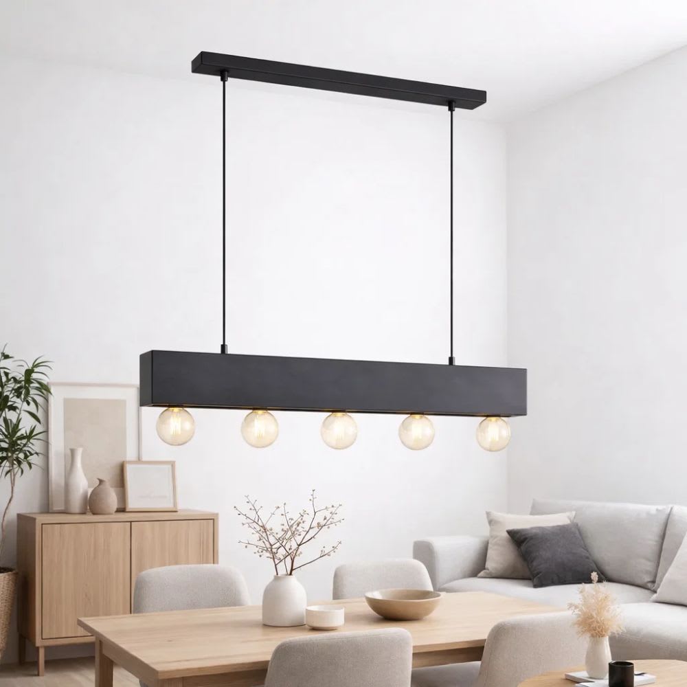 Lampara colgante Couture negro 5 luces