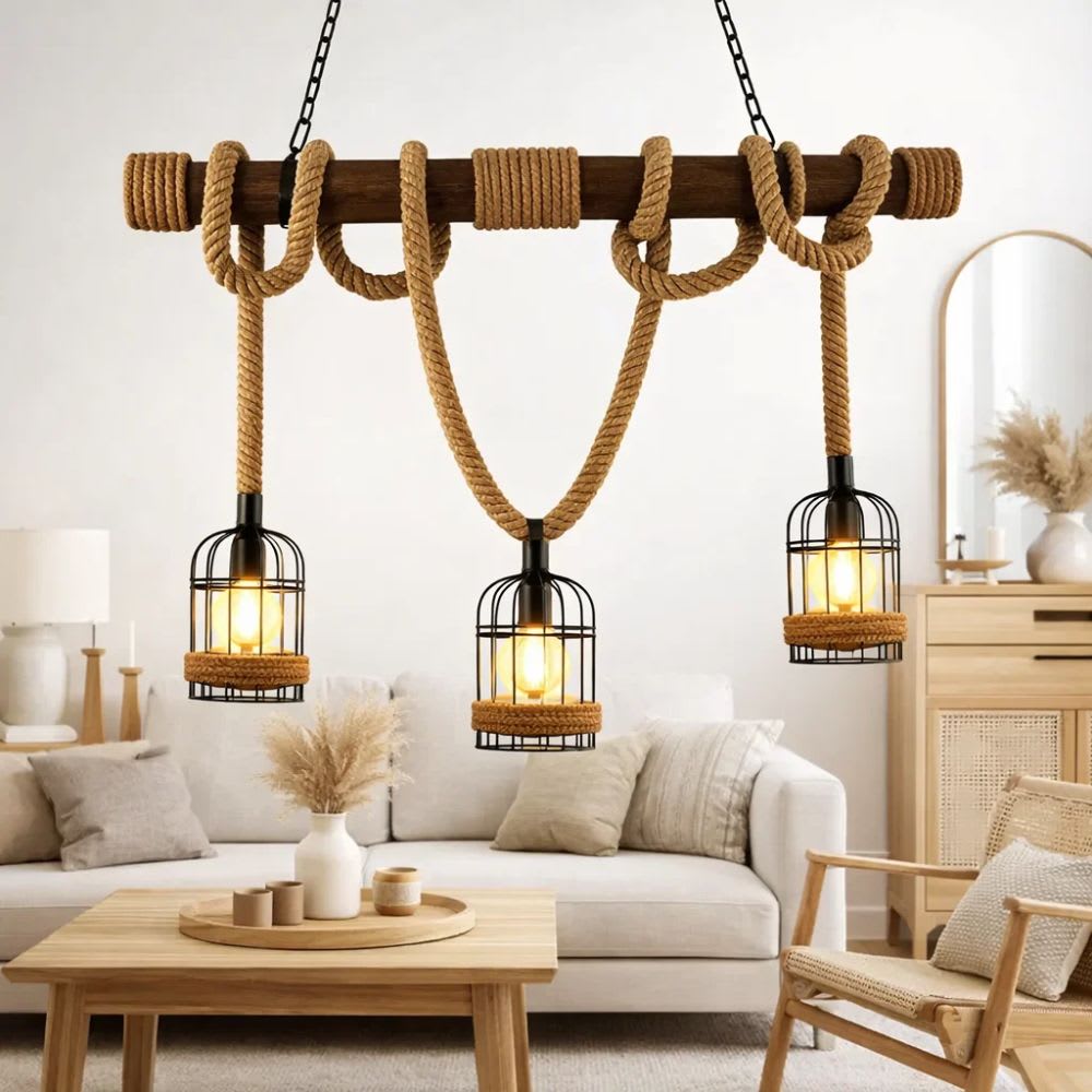 Lampara colgante cuerdas 3 luces L05