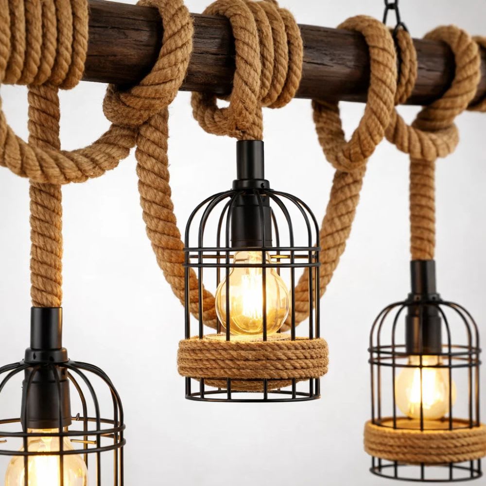Lampara colgante cuerdas 3 luces L05
