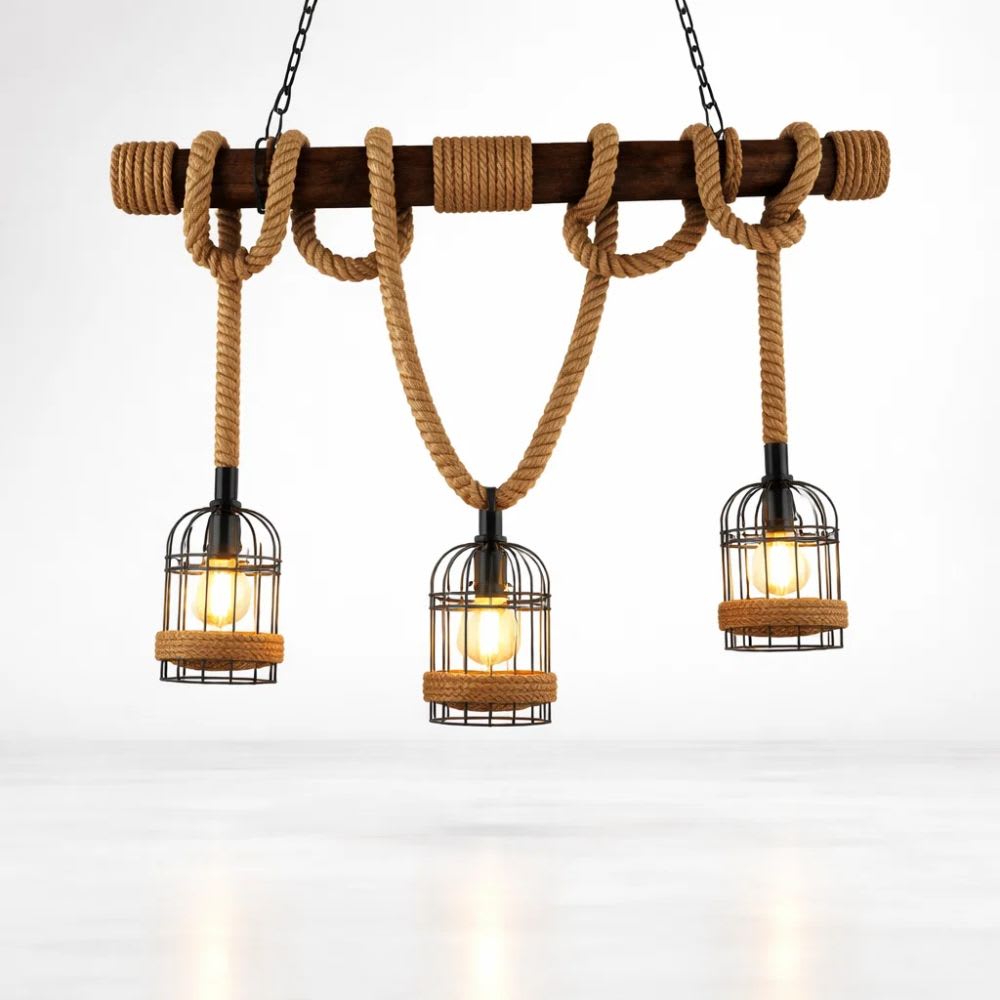 Lampara colgante cuerdas 3 luces L05